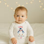 Personalised Baby's First Christmas Babygrow / Bodysuit Christmas Penguin, thumbnail 1 of 7