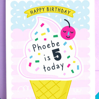 Personalised Birthday Card Ice Cream Greeting Card, 3 of 7