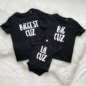 Biggest Cuz, Big Cuz And Lil Cuz Cousins T Shirt Set, 2 of 6