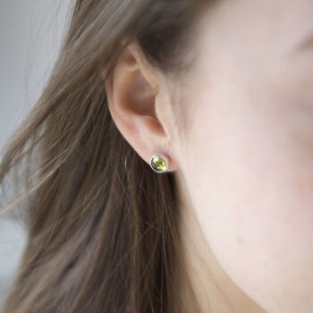 Peridot Sterling Silver Studs August Birthstone, 4 of 5