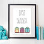 East Or West Sussex Beach Hut Art Print, thumbnail 1 of 2