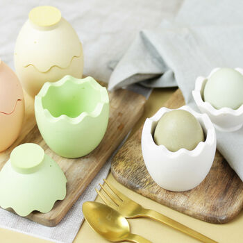 Scallop Edged Jesmonite Egg Cups With Lids, 5 of 5