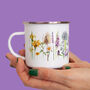 Inky Wildflower Enamel Camping Mug With Personalisation, thumbnail 1 of 12