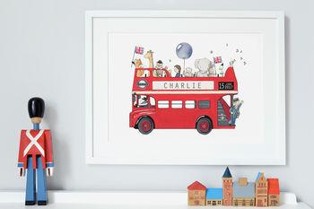 Personalised Children's London Bus Picture Print, 2 of 12