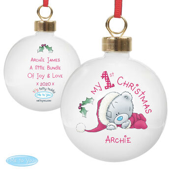 Personalised Me To You 1st Christmas Bauble, 3 of 4