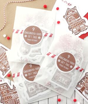 Illustrated Christmas Gift Tags, Gingerbread Shops, 4 of 9