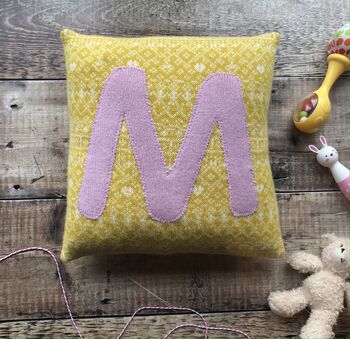 Handmade Soft Knitted Personalised Letter Cushion, 6 of 10