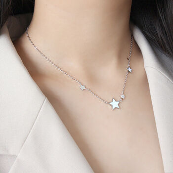 Sterling Silver White Star Necklace, 2 of 5