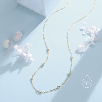 Sterling Silver Hydrangea Flower Motif Cz Necklace, 5 of 12