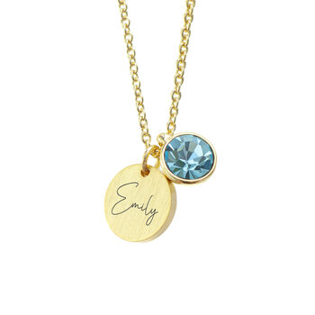Personalised Gold Plated Birth Crystal Disc Necklace, 9 of 12
