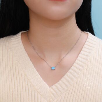 Sterling Silver White Opal Oval Necklace, 3 of 12