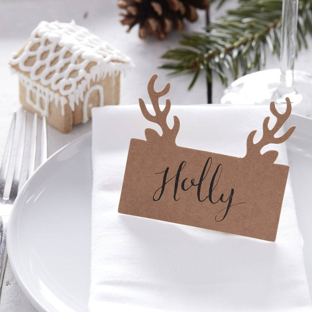 Reindeer Antler Place Cards Pack Of 10 By The Wedding of my Dreams