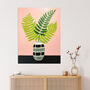 Ferns In Vase Green Pink Simple Wall Art Print, thumbnail 1 of 6