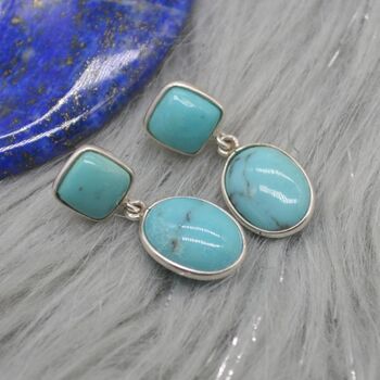 Turquoise Earrings: Silver, December Birthstone, 3 of 7