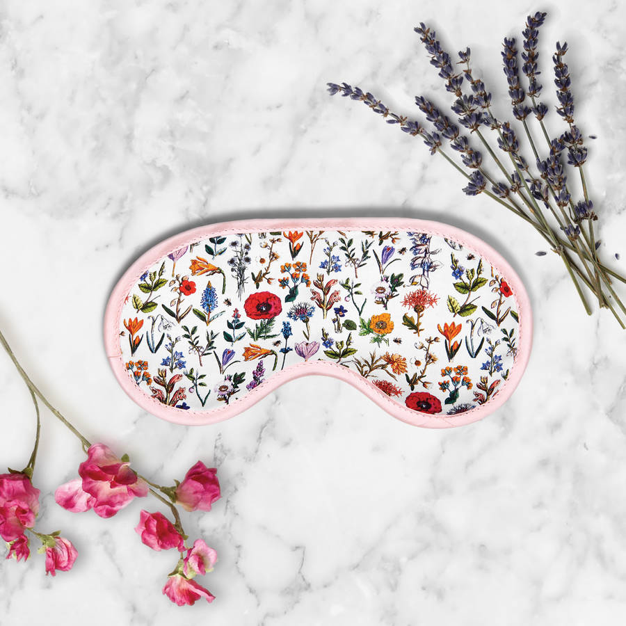 eye mask in floral meadow with lavender by catherine & jean