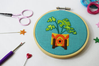 'Monstera' Mini Embroidery Craft Kit, 3 of 3