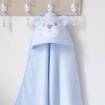 Personalised Teddy Blue Hooded Cotton Towel, 5 of 6