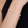 Pearl Beaded Bracelet With Sparkly Disk Chain In Sterling Silver, thumbnail 7 of 11