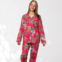 Giraffe And Leopard Print 100% Cotton Ladies Pyjamas In Pink, thumbnail 8 of 11