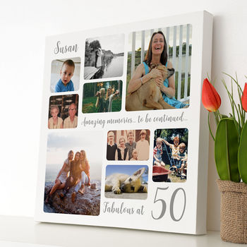 Personalised 50th Birthday Square Photo Collage, 2 of 11