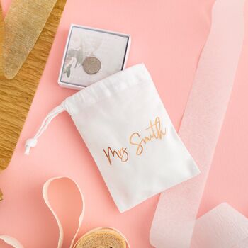 Wedding Lucky Sixpence And Personalised Bag, 2 of 3