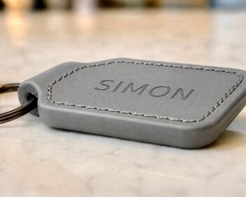 Grey Leather Personalised Key Fob, Keyring, 3 of 6