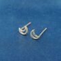 Gold Crescent Moon Stud Earrings, Dainty Minimalistic Studs, thumbnail 3 of 7