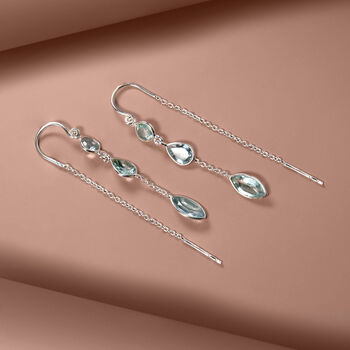 Azura Blue Topaz Sterling Silver Threader Earrings, 3 of 8