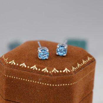 Natural Topaz Stud Earrings In Sterling Silver, 4 of 12