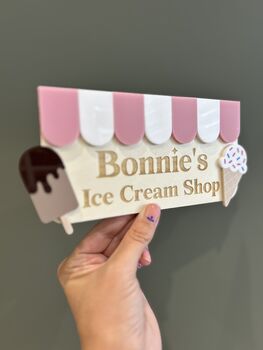 Personalised Wooden Ice Cream Shop Sign: Kids Pretend Play Cafe Accessory, 7 of 7