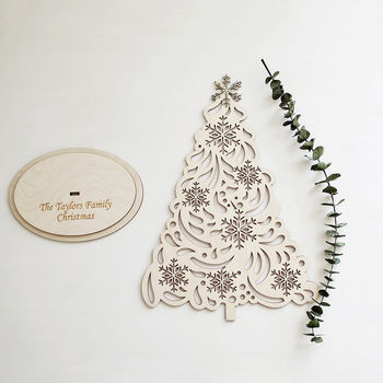 Personalised Christmas Tree With Snowflakes, 4 of 4