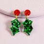 Festive Holly Earrings, Christmas Gift For Her, thumbnail 1 of 5
