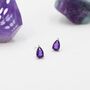 Sterling Silver Tiny Genuine Amethyst Droplet Stud Earrings, thumbnail 2 of 11