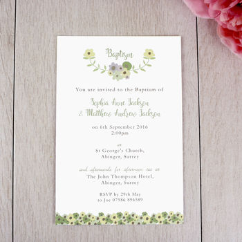 Personalised Floral Christening Or Baptism Invitations, 4 of 6