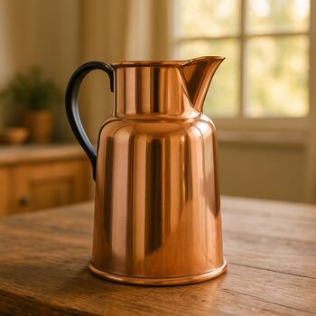 Handmade Copper Water Pitcher – 1 L, Black Handle, 3 of 6