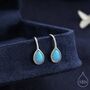 Sterling Silver Blue Opal Droplet Drop Hook Earrings, thumbnail 1 of 11