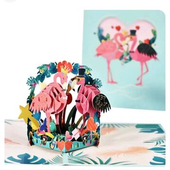 Pop Up 3D Flamingos Blank Greeting Card, 2 of 3