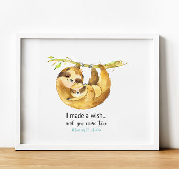 Personalised New Baby Adoption Gift Sloth Print, 3 of 4