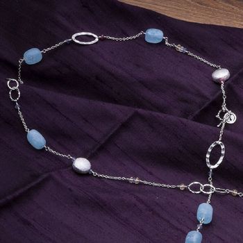 Silver Aquamarine Necklace 14' To 15', 16 To 18', 36', 8 of 12