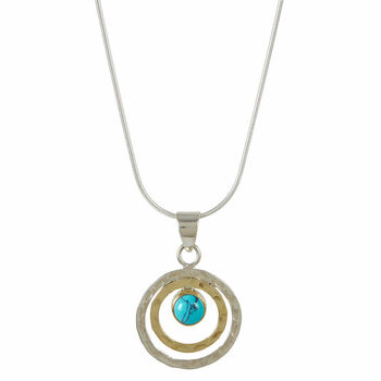 Infinity Universe Turquoise Silver And Brass Necklace, 4 of 12