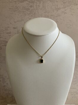 18 K Gold Plated Baguette Emerald Necklace, 3 of 7