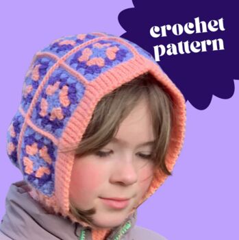 Granny Square Balaclava Printable Crochet Craft Pattern Guide Digital Download, 2 of 8