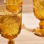 Sunshine Embossed Yellow Gold Wine Glass, thumbnail 2 of 5