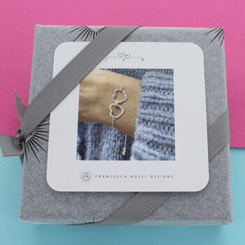 Infinity Family Heart Slider Bracelet Sterling Silver, 3 of 5