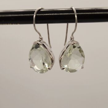 Green Amethyst Silver Drop Earrings, 3 of 6