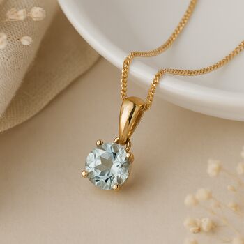Personalised 9ct Gold Aquamarine Necklace March Birthstone, 3 of 10