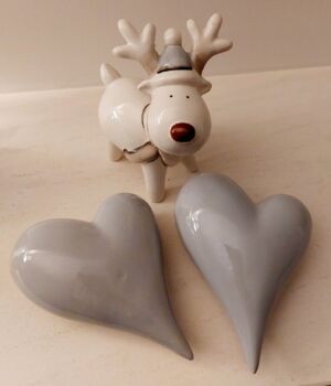 Ceramic Whole Heart Ornament In Grey, 3 of 3