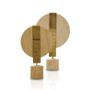 Set Of Two Travertine And Brass Disk Decor Sculptures, thumbnail 2 of 2