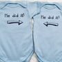 He Did It, She Did It Twin Baby Vests, thumbnail 9 of 9