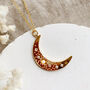 14 K Gold Fill Crescent Moon And Faux Fire Opal Necklace, thumbnail 2 of 6